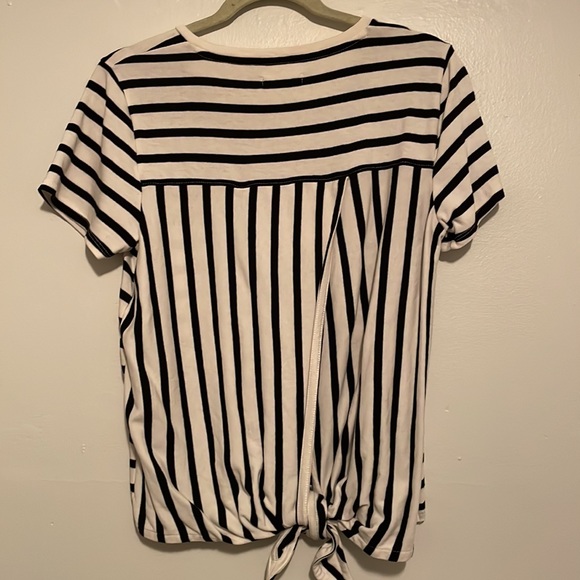 Madewell Black and White Striped Tie Back Top - Picture 3 of 4